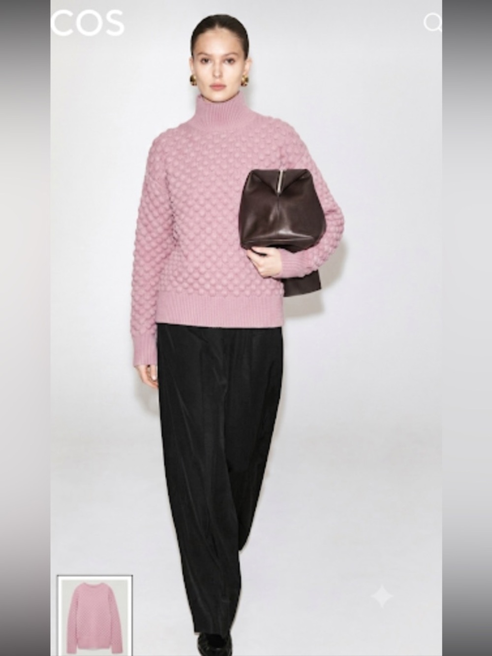 COS Women's Pink Bobble-stitch Jumper Sweater Pullover Size XS